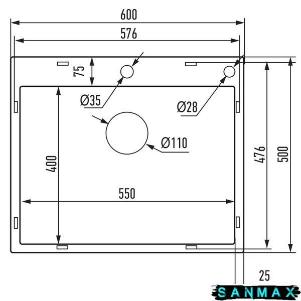 Кухонна інтегрована мийка Mixxus MH6050 Micro Decor Графіт (3.0/0.8) (MI8221) MI8221 фото