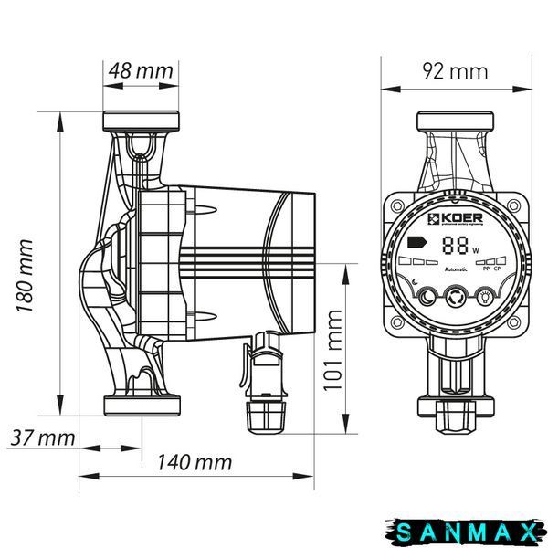 Насос циркуляційний енергозберігаючий Koer KP.N25/6-180 (KP0247) KP0247 фото