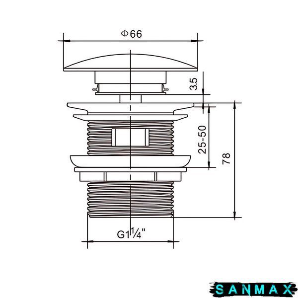 Донний клапан для умивальника з переливом Mixxus POP-UP-08 Чорний (AC3565) AC3565 фото