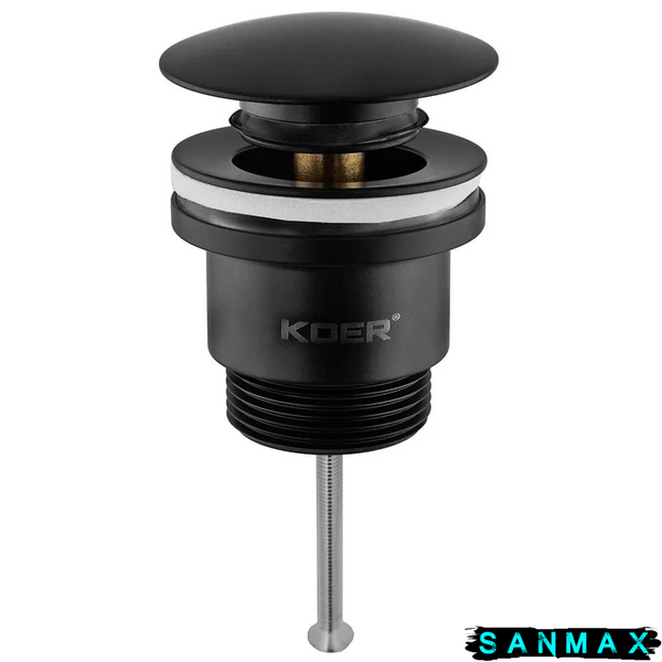 Донний клапан для умивальника універсальний Koer PW-01-05 Чорний (KR3403) KR3403 фото