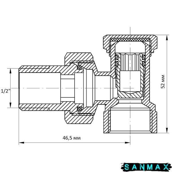 Кран радіаторний 1/2 кутовий нижній з антіпротіканням Koer KR.902-Gi (KR0174) KR0174 фото