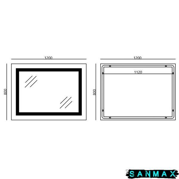 Дзеркало Mixxus Warm MR02-120x80 (годинник, Led-підсвічування, антизапотівка) (MI6001) MI6001 фото