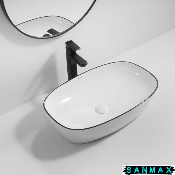 Умивальник накладний керамічний Mixxus Premium Diverse-0109 500х380х140mm Край Чорний(MP6549) MP6549 фото