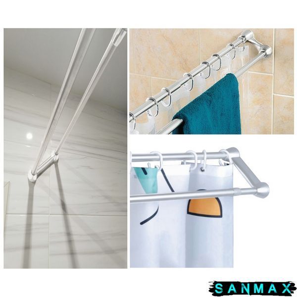 Штанга для шторки телескопічна з тримачем для рушників Mixxus CRA-D-125x225 125cm-225cm (алюміній) блістер (AC3589) AC3589 фото