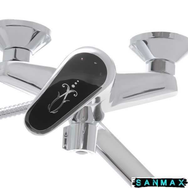 Змішувач для ванни Haiba Magic 006 Хром Чорна ручка (HB0674) HB0674 фото