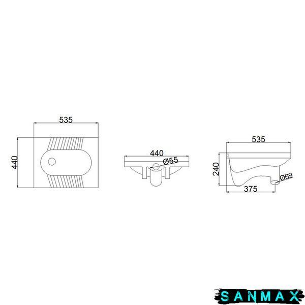 Чаша Генуя Mixxus Premium Wave-2202 530x435x240mm з відведенням (MP6716) MP6716 фото