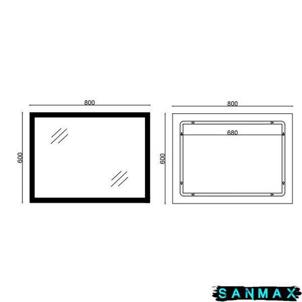 Дзеркало Mixxus Flat MR04-80x60 з Led Touch, Anti-fog, димером, регулюванням яскравості, годинником (MI6928) MI6928 фото