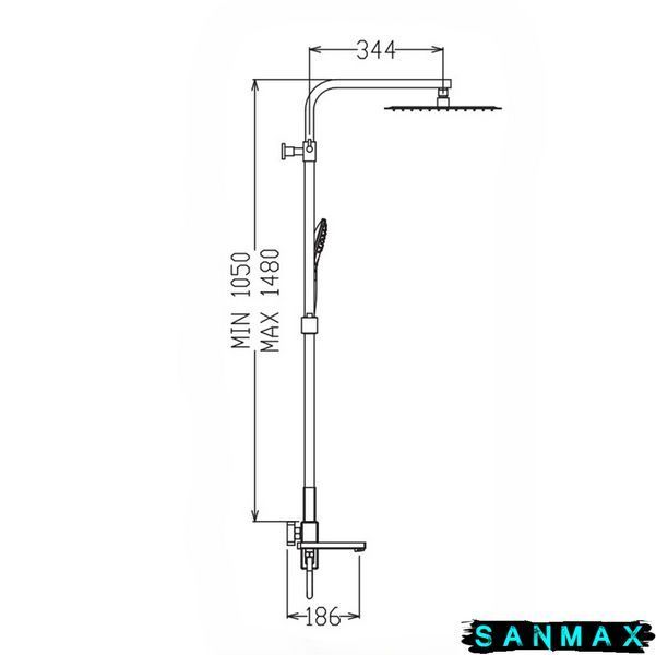 Душова система зі змішувачем Koer KB-56031-12 3 функціі Матове Золото (KR5974) KR5974 фото