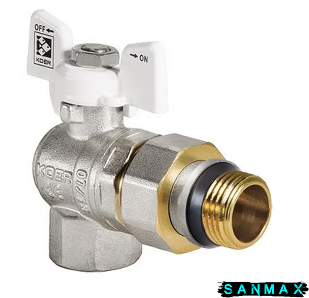 Кран з американкою кутовий 3/4 "антіпротікання" Koer KR.228.W-Gi Білий метелик (KR0193) KR0193 фото