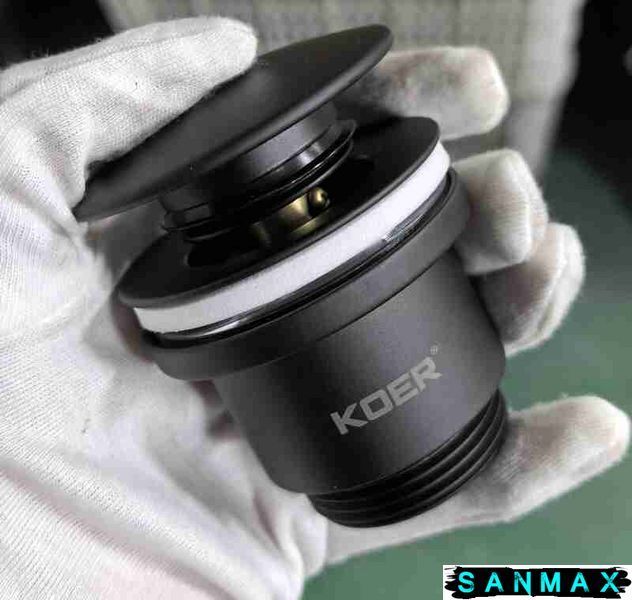 Донний клапан для умивальника універсальний Koer PW-01-05 Чорний (KR3403) KR3403 фото