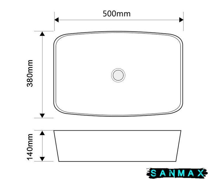 Умивальник накладний керамічний Mixxus Premium Diverse-0109 500х380х140mm Край Чорний(MP6549) MP6549 фото