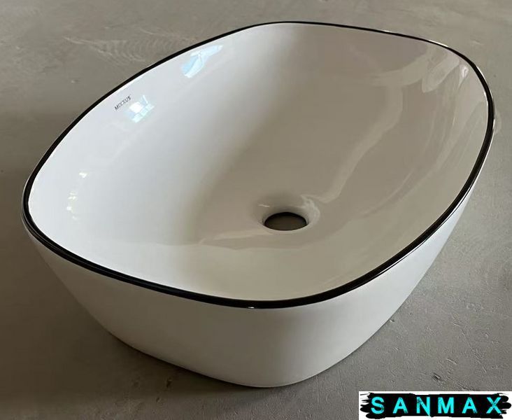 Умивальник накладний керамічний Mixxus Premium Diverse-0109 500х380х140mm Край Чорний(MP6549) MP6549 фото