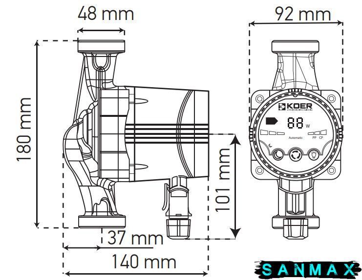 Насос циркуляційний енергозберігаючий Koer KP.N25/6-180 (KP0247) KP0247 фото