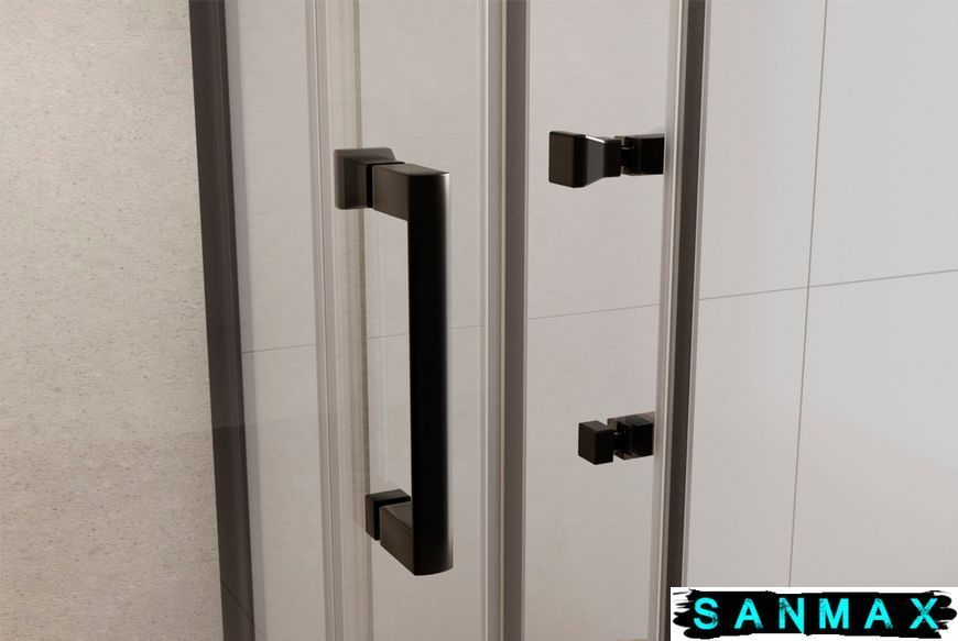 Кабіна квадратна Besco Modern 80x80x190 скло прозоре, проф. чорний мат MKB-80-190-C фото