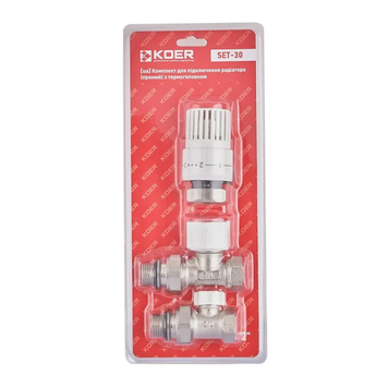 Комплект для підключення радіатора Koer SET-30 - 1/2'' (прямий) з термоголовкою (KR5717) KR5717 фото