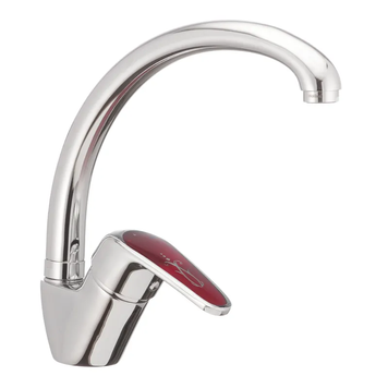 Змішувач для кухні на шпильці Haiba Magic 011 Хром Червона ручка (HB0699) HB0699 фото