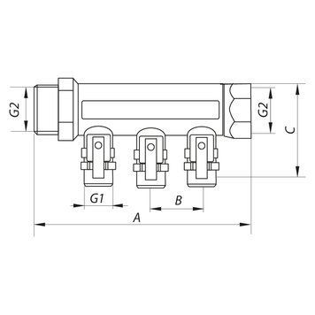 Колектор з кульовими кранами і фитингом Koer KR.1125-3 3/4"x3 ways (KR2836) KR2836 фото