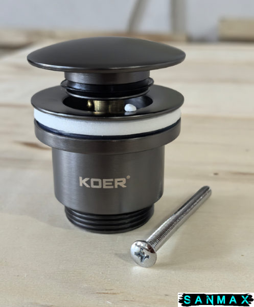 Донний клапан для умивальника універсальний Koer PW-01-07 Графіт (KR3404) KR3404 фото