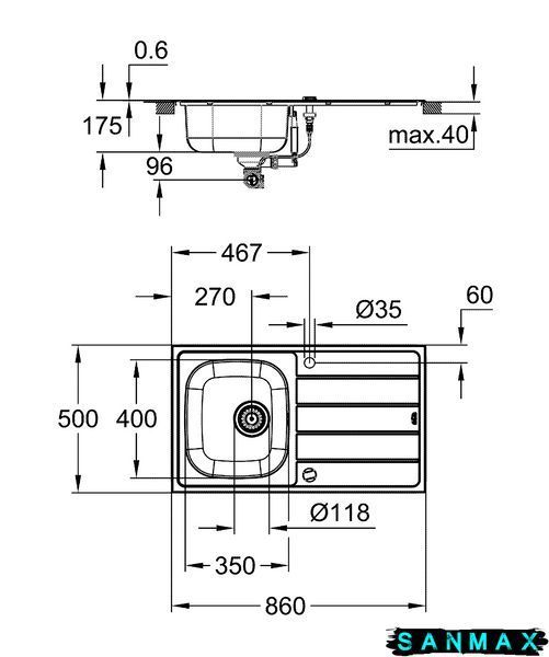 Мийка для кухні із нержавіючої сталі Grohe K200 (31552SD1) 31552SD1 фото