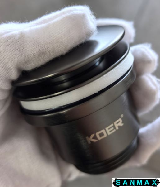 Донний клапан для умивальника універсальний Koer PW-01-07 Графіт (KR3404) KR3404 фото