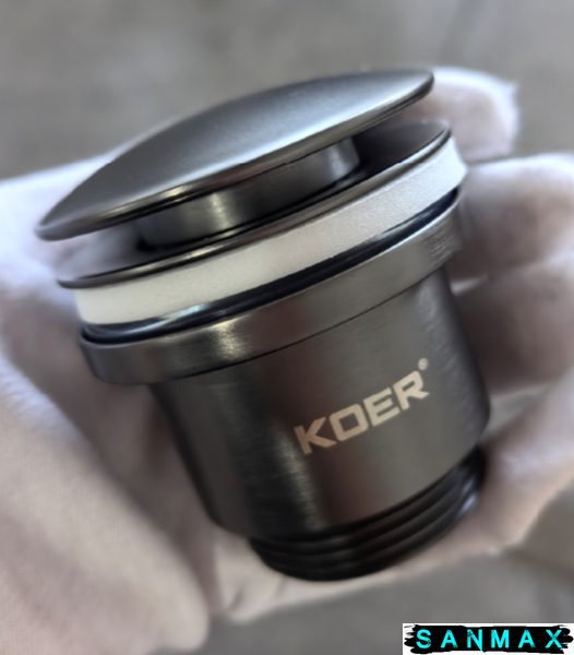 Донний клапан для умивальника універсальний Koer PW-01-07 Графіт (KR3404) KR3404 фото