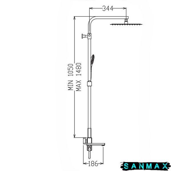 Душова система зі змішувачем Koer KB-56039-01 3 функції Хром (KR5995) KR5995 фото