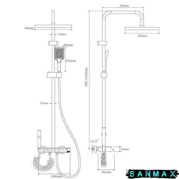 Душова система зі змішувачем Zerix Pbi-009-J Графіт (ZX5850) ZX5850 фото