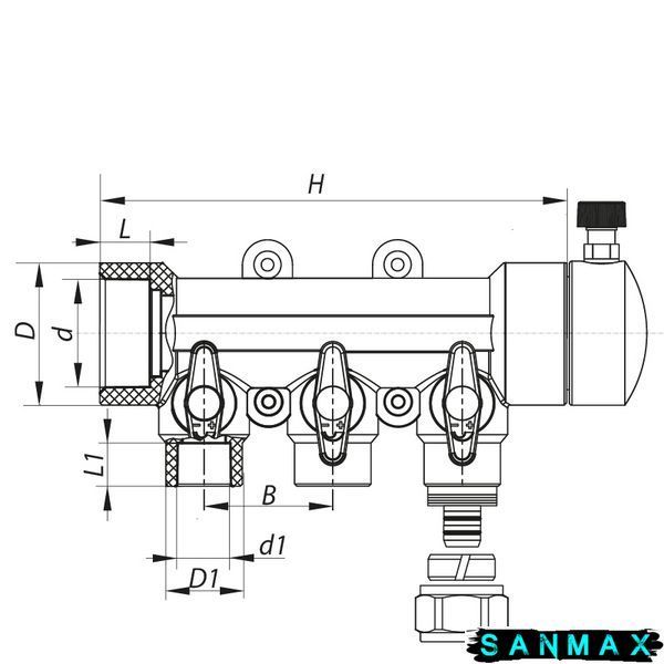 Колектор розподільний 3-way з фітингом 40x20 PPR Koer K0191.PRO 20 (KP2556) KP2556 фото