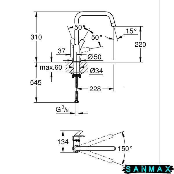 Одноважільний змішувач для мийки Grohe Eurosmart (305672430) 305672430 фото