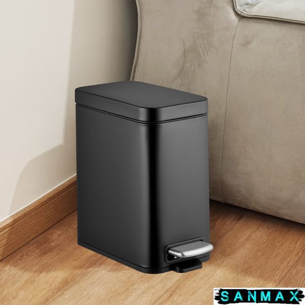 Відро для сміття з плавним закриттям прямокутне Mixxus Premium Quadro-TC0105 Black 5 л колір чорний (MI7061) MI7061 фото