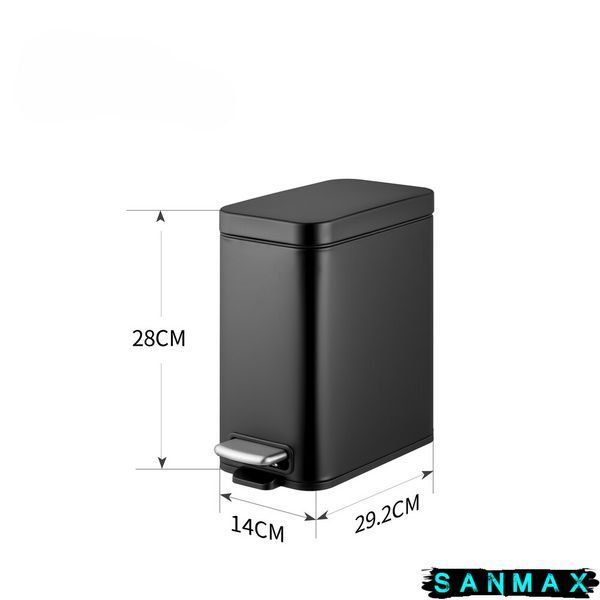 Відро для сміття з плавним закриттям прямокутне Mixxus Premium Quadro-TC0105 Black 5 л колір чорний (MI7061) MI7061 фото