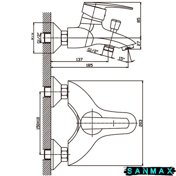 Змішувач для ванни Haiba Agat 009 (HB0007) HB0007 фото