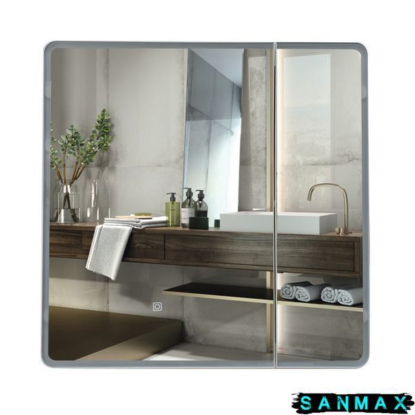 Дзеркальна шафка Mixxus Premium Olivary CM01-70x70x13 з LED Touch, димером, регулятором яскравості (MI8295) MI8295 фото