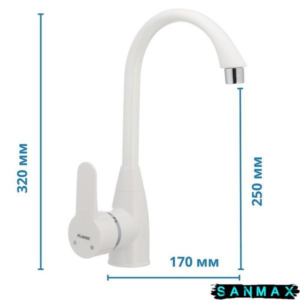 Змішувач для кухні на гайці Plamix Mario-011 (без підводки) Чорний (PM0016) PM0016 фото