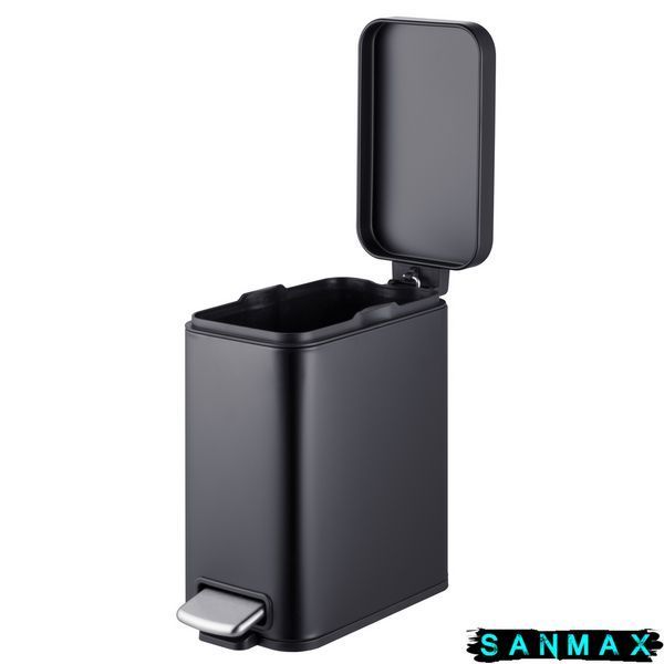 Відро для сміття з плавним закриттям прямокутне Mixxus Premium Quadro-TC0105 Black 5 л колір чорний (MI7061) MI7061 фото