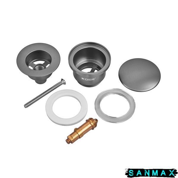 Донний клапан для умивальника універсальний Koer PW-01-07 Графіт (KR3404) KR3404 фото