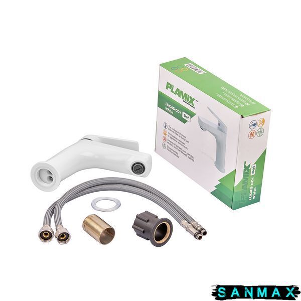 Змішувач для умивальника Plamix Lucas-001 Set Білий з підведенням (PM0706) PM0706 фото
