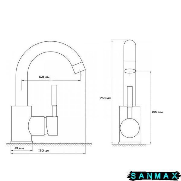 Змішувач для умивальника з нерж. стали Sus304 Zerix Lum-001 (ZX3123) ZX3123 фото