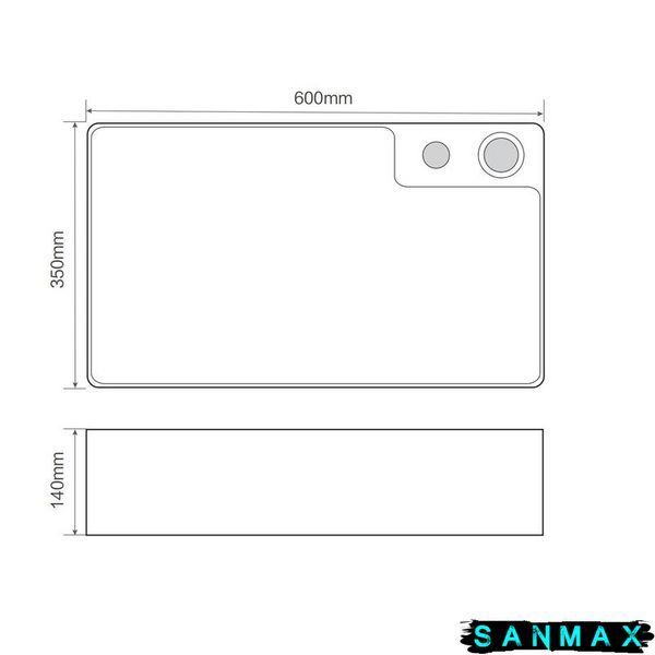Раковина накладна Mixxus Premium Style-0202 600х350х140mm з донним клапаном та отвором під змішувач (MP6512) MP6512 фото