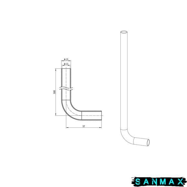 Трубка Г-подібна для приєднання радіатора Koer KA.D16-500 - 16(2.2mm) x 15-500mm (KR4904) KR4904 фото