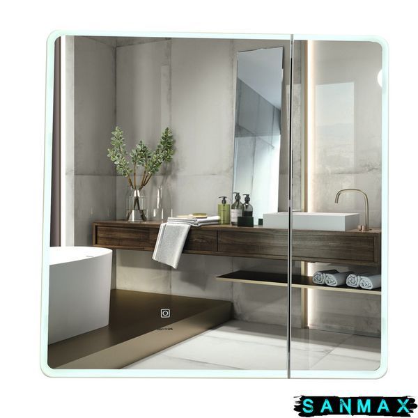 Дзеркальна шафка Mixxus Premium Olivary CM01-70x70x13 з LED Touch, димером, регулятором яскравості (MI8295) MI8295 фото
