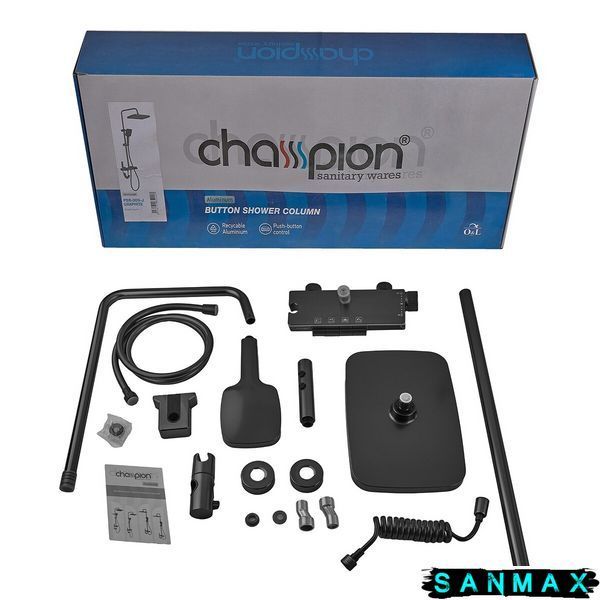 Душова система зі змішувачем Champion Pbl-009-J Чорна (CH6499) CH6499 фото