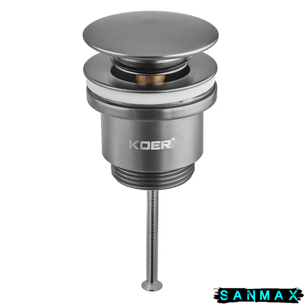 Донний клапан для умивальника універсальний Koer PW-01-07 Графіт (KR3404) KR3404 фото