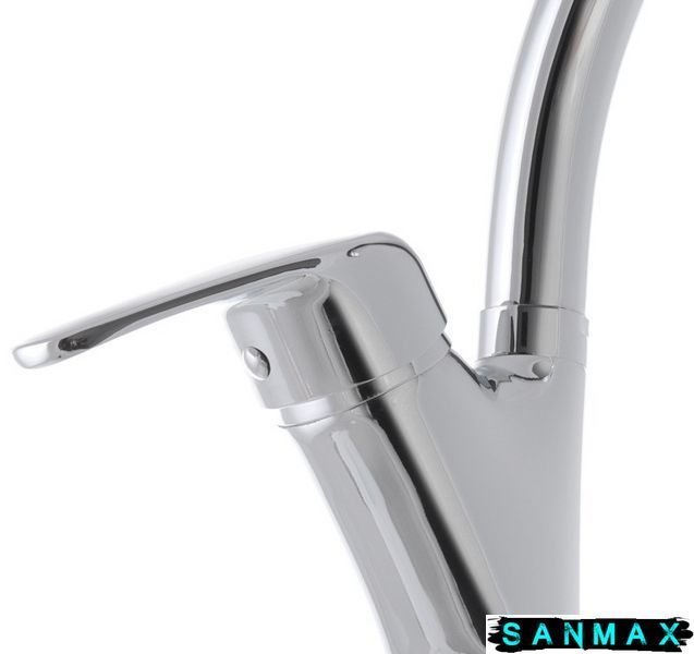 Змішувач для кухні на шпильці Haiba Magic 011 Хром Червона ручка (HB0699) HB0699 фото