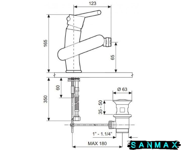 Змішувач Emmevi Twist для біде синее CBL6604 CBL6604 фото