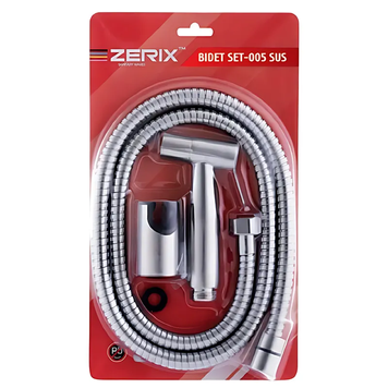 Гігієнічний набір (шланг+кронштейн+лійка) Zerix Bidet Set-005.Sus Нерж Блістер (ZX5860) ZX5860 фото