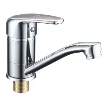 Змішувач для умивальника на гайці Cron Magic 555 (15 см) Хром Червона ручка (CR0112) CR0112 фото