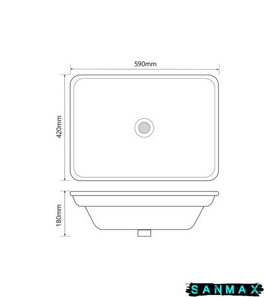 Раковина врізна на стільницю Mixxus Premium Style-1601 590х420х180mm з переливом (MP6570) MP6570 фото