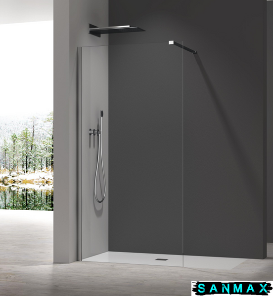 Душова перегородка Koer SR SP01-100x200-TR-01 Walk-In прозоре скло Easy Clean 8мм, хром (KR5393) KR5393 фото