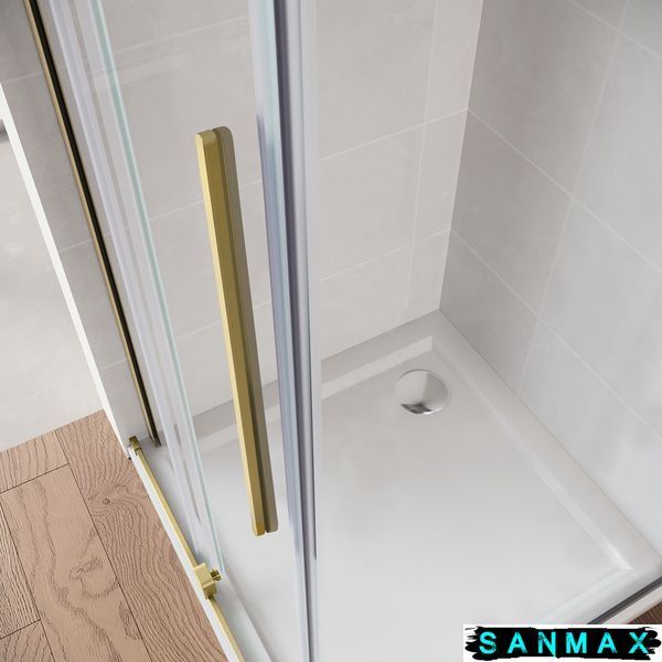 Двері у нішу Walk-In розсувні Koer SR SD07-120x200-L-TR-12 прозоре скло Easy Clean 8мм Матове золото (KR5687) KR5687 фото